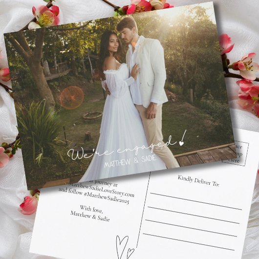 私たちはモダンハート婚約した婚約写真 ポストカード