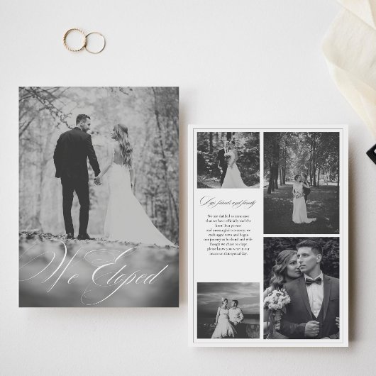 私たちはモダン書道のモノクロ写真を駆け落ち 案内状