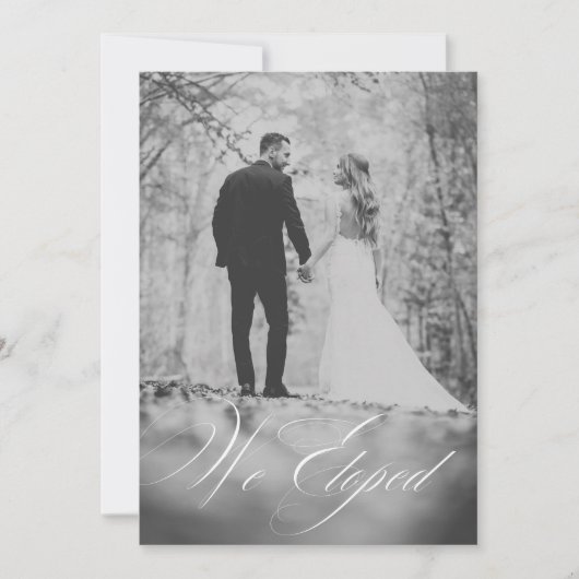 私たちはモダン書道のモノクロ写真を駆け落ち 案内状 (正面)