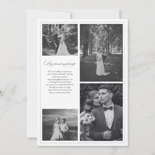 私たちはモダン書道のモノクロ写真を駆け落ち 案内状 (裏面)