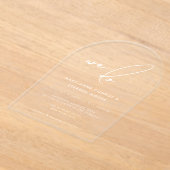 私たちはモダン白い書道を澄ん結婚する アクリル招待状 (レイダウン)