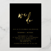 私たちはモダン黒い書結婚道の金箔を行う 箔招待状 (正面)