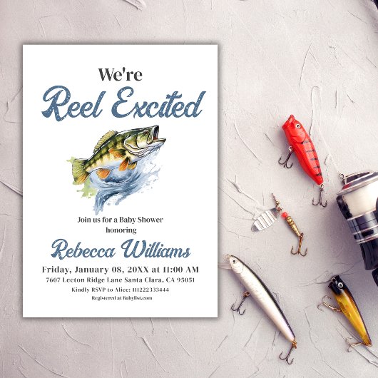 私たちはリール興奮リトルフィッシャーマンベビーシャワー 招待状