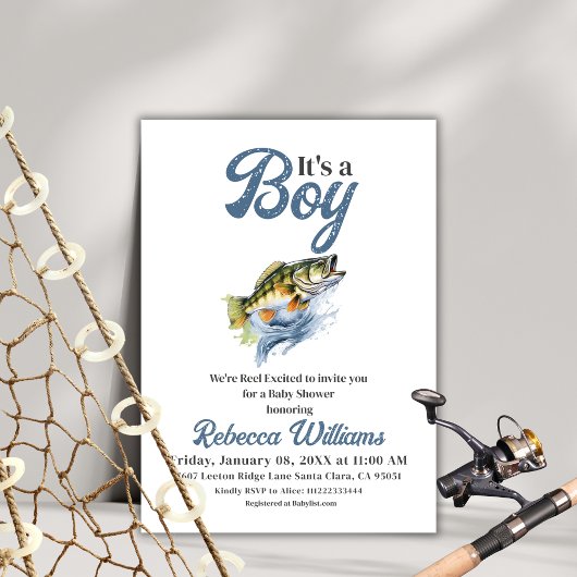 私たちはリール興奮リトルフィッシャーマンベビーシャワー 招待状