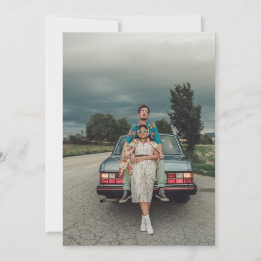 私たちはヴィンテージスタイルの美しい写真で結婚しました 案内状 (裏面)