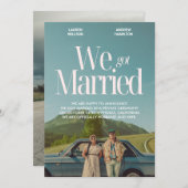 私たちはヴィンテージスタイルの美しい写真で結婚しました 案内状 (正面/裏面)