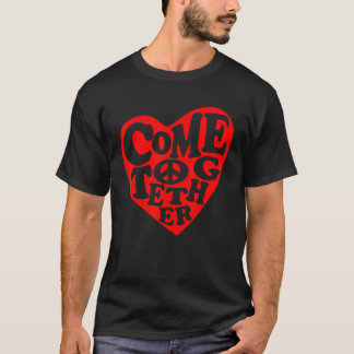 私たちは一緒に来平和レトロHippiを行うべきだ Tシャツ