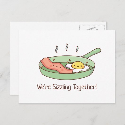 私たちは一緒に目を輝かせ、かわいいベーコンと卵 ポストカード (正面/裏面)