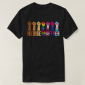 私たちは一緒に立ち上がる黒LGBT最初に育ったプライドEqua Tシャツ (デザイン正面)