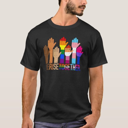 私たちは一緒に立ち上がるLGBTレズビアンゲイバイセクシャルプライドM Tシャツ (正面)