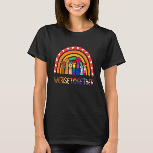 私たちは一緒にLgbtqプライド社会正義Equali上昇 Tシャツ (正面)