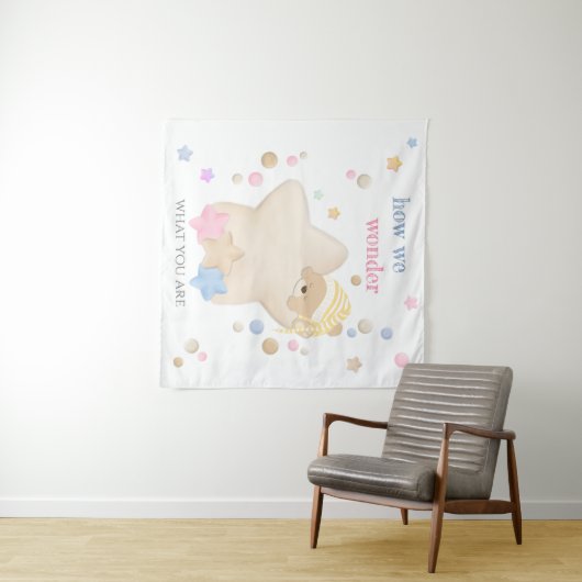 私たちは不思議 赤ちゃん性別発表 テディベア タペスト タペストリー (インサイチュ(横))