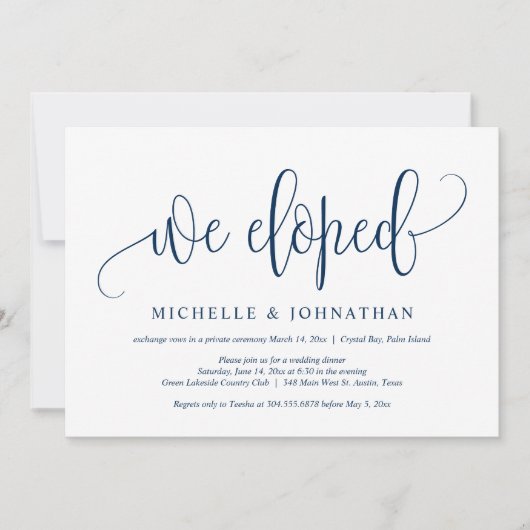 私たちは人前で式を挙げずに結婚しました 結婚式前撮りパーティーお祝いの招待状 招待状 (正面)