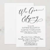 私たちは人前で式を挙げない、シンプルな黒と白のセレブレーション 招待状 (正面/裏面)