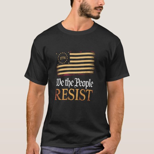 私たちは人民だ アメリカ国旗 レジスト 政治 ヴィンテージ メンズ Tシャツ (正面)