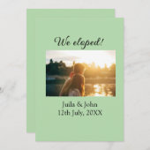 私たちは人目を避けて結婚しました 結婚しました ふたりの名前と日付と都市 案内状 (正面/裏面)