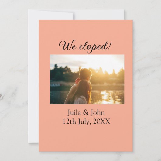 私たちは人目を避けて結婚しました 結婚しました 都市名 日付 案内状 (正面)