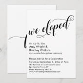 私たちは人目を避けて結婚式を挙げた　おしゃれな結婚式後のお祝い 招待状 (正面/裏面)