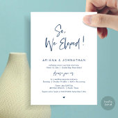 私たちは人目を避けて結婚式を挙げました ネイビーブルー 結婚式の人目を避けての挙式 招待状