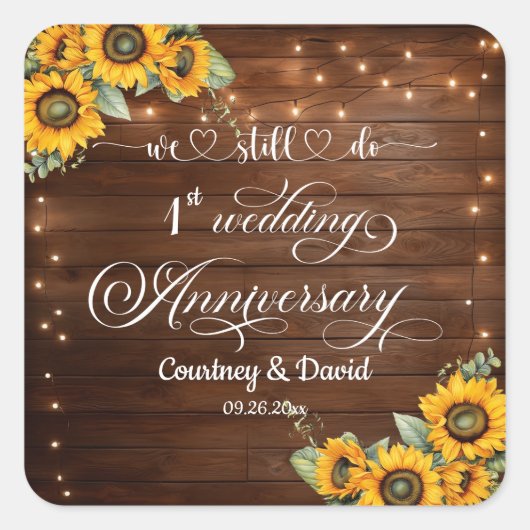 私たちは今でも一周年記念結婚のストリングライトをやっている スクエアシール (正面)