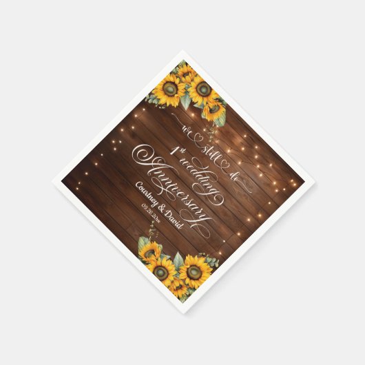 私たちは今でも一周年記念結婚のストリングライトをやっている スタンダードカクテルナプキン (角)