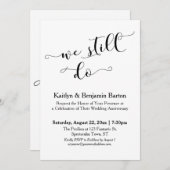 私たちは今もモダンなカリグラフィーを、シンプルな記念日 招待状 (正面/裏面)