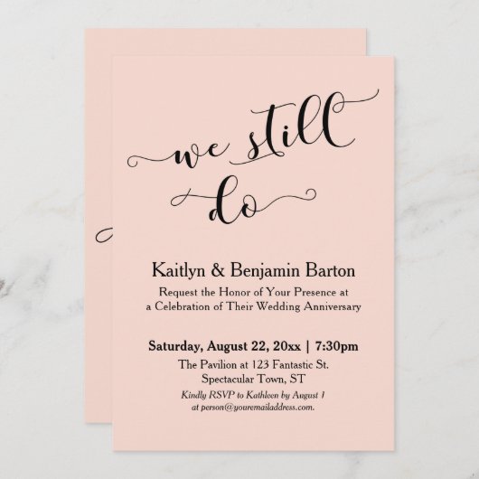 私たちは今も現代のカリグラフィーを愛し続ける、 ブラッシュアニバーサリー 招待状 (正面/裏面)