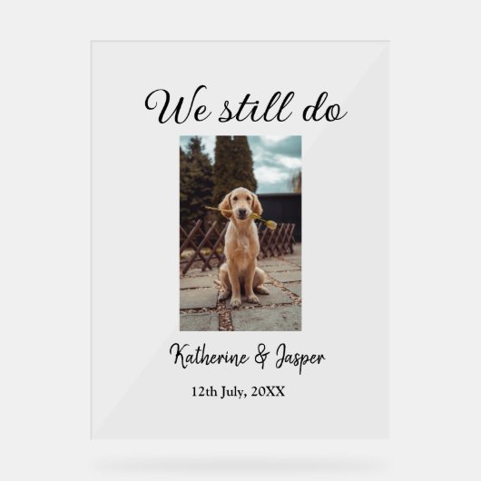 私たちは今結婚でもカップルのペットの写真名日付sim アクリルサイン (正面)