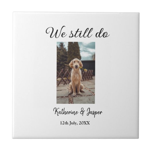 私たちは今結婚でもカップルのペットの写真名日付sim タイル (正面)