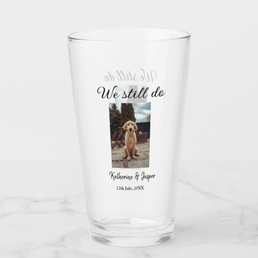 私たちは今結婚でもカップルのペットの写真名日付sim タンブラーグラス (正面)