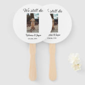 私たちは今結婚でもカップルのペットの写真名日付sim ハンドファン (正面&裏面)