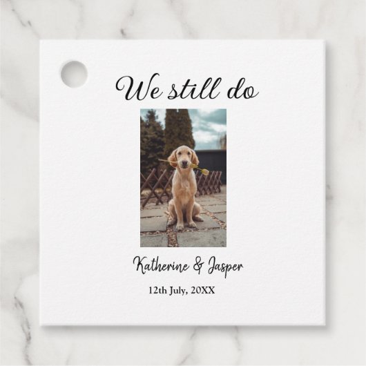 私たちは今結婚でもカップルのペットの写真名日付sim フェイバータグ (正面)