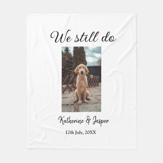 私たちは今結婚でもカップルのペットの写真名日付sim フリースブランケット (正面)