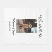 私たちは今結婚でもカップルのペットの写真名日付sim フリースブランケット (正面(横))