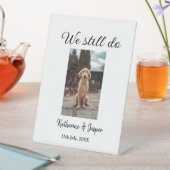 私たちは今結婚でもカップルのペットの写真名日付sim 台座サイン (インサイチュ)