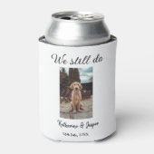 私たちは今結婚でもカップルのペットの写真名日付sim 缶クーラー (缶正面)