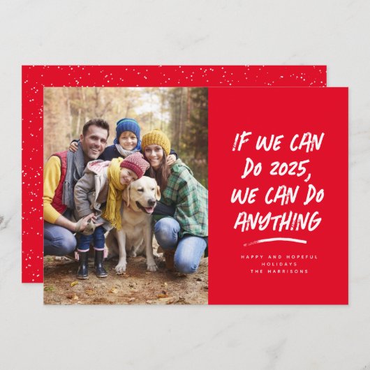 私たちは何でもクリスマスの写真の赤 シーズンカード (正面/裏面)