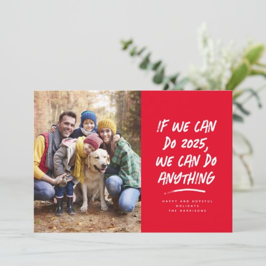 私たちは何でもクリスマスの写真の赤 シーズンカード (スタンド正面)
