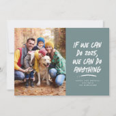 私たちは何でもクリスマス写真ティール（緑がかった色） シーズンカード (正面)