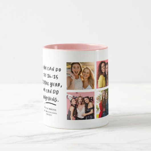私たちは何でもシニアの卒業写真コラージュができる マグカップ (中央)
