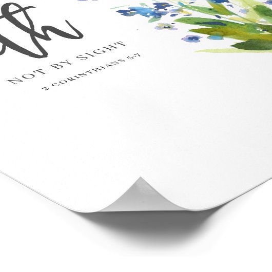 私たちは信仰によって生きるために青いフローラ聖書の節 ポスター (角)