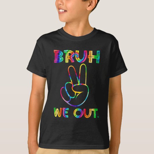 私たちは先生幸せな学校の最後の日絞り染め Tシャツ (正面)