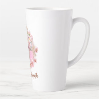 私たちは全員止められない - 花柄エンパワーメントTシャツ カフェラテマグ