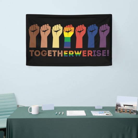 私たちは共に平等の社会正義の旗を立てる 横断幕 (トレードショー)