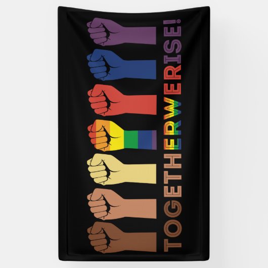 私たちは共に平等の社会正義の旗を立てる 横断幕 (縦)