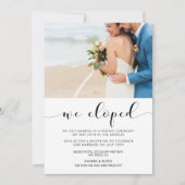 私たちは内緒で結婚しました エレガントなモノクロ写真での発表 招待状 (正面)