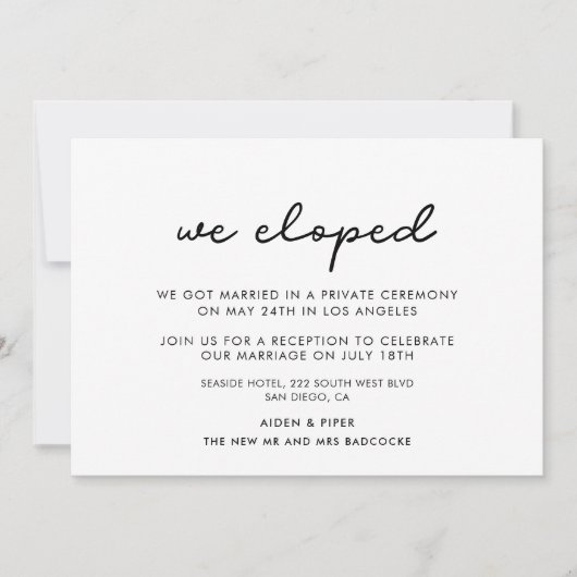 私たちは内緒で結婚しました シンプルな結婚発表 招待状 (正面)