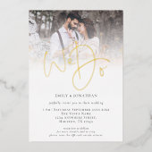 私たちは写真オーバーレイQRコードスクリプトウェディングリアルをします 箔招待状 (正面)