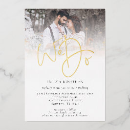 私たちは写真オーバーレイQRコードスクリプトウェディングリアルをします 箔招待状