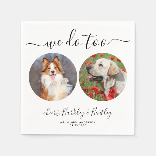 私たちは写真パーソナライズされたのペット犬を2つ結婚やらない スタンダードカクテルナプキン (正面)
